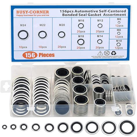 BUSY-CORNER 156 Pieces Bonded Seal Dowty Washer, Automotive Self ...