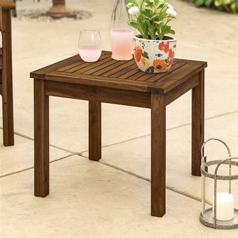 Buy Manor Park Acacia Wood Outdoor Patio End Table, Dark Brown Online ...