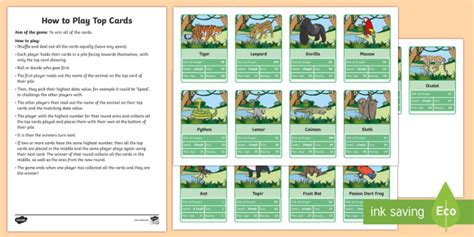 Jungle Animals Themed Top Card Game - (teacher made)