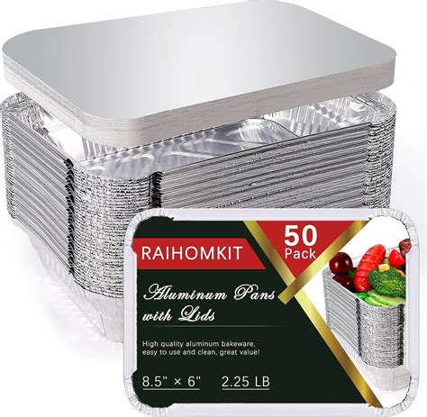 Amazon.com: RAIHOMKIT 50 Pack Aluminum Pans with Lids,Disposable ...
