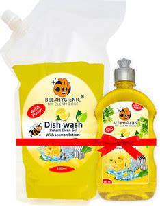 BEE HYGIENIC Dishwash Combo 1.5L Yellow Liquid with rifill poch ...