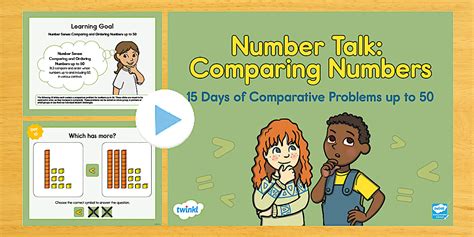 Number Talk: Grade 1 Comparing Numbers to 50 PowerPoint
