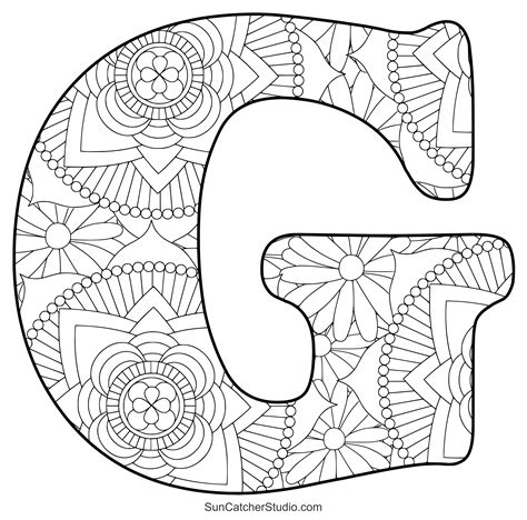 G Coloring Sheet Floral Letter "g" Coloring Page, Style 1