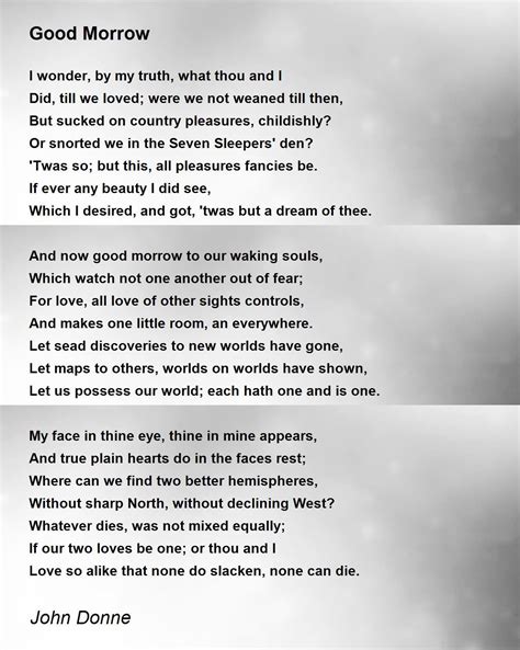 Good Morrow Poem by John Donne - Poem Hunter