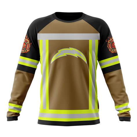 NFL Los Angeles Chargers Custom Name Number Firefighter Uniform Sweatshirt