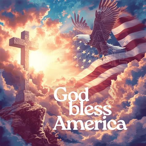 USA Patriotic Eagle Flag Cross God Bless America Png+transparent PNG ...
