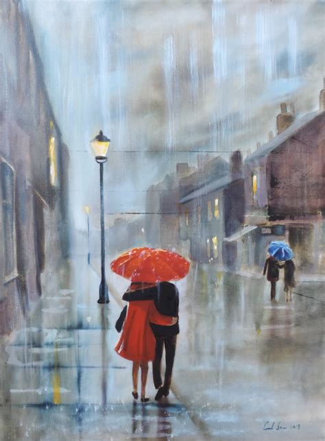 Rain, colours, people... II /50 x 50 cm/ (2018) Watercolour by Kovács Anna Brigitta | Painting ...