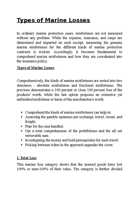 Types of Marine Losses - While the expense, insurance, and cargo are ...
