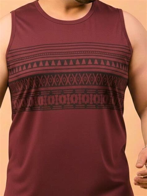 Geometric Print Sleeveless T-Shirt for Men | Regular Fit Round Neck ...