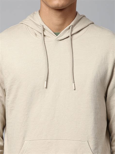 Mens Long-Sleeve Hoodie - Lightweight Casual Winterwear (Stone Beige ...