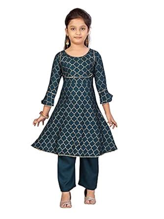 Buy Aarika Girls Green Color Cotton Kurti Palazzo Set (PL-K-116-GREEN ...