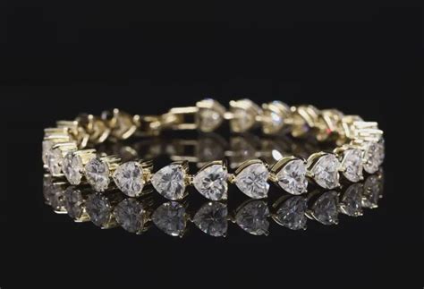 Heart Shape Diamond Bracelet with 30 Carat Moissanite 24Kt Gold Plated ...