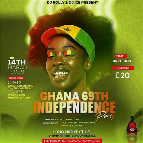 Attend GHANA 69TH INDEPENDENCE PARTY in London on March 14, 2026 ...
