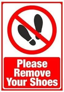 Please Remove Your Shoes Sign Sticker, Waterproof Sticker Signage ...