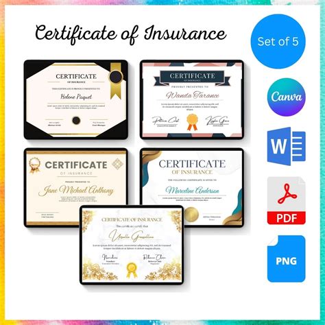 Certificate of Insurance Template Printable PDF, Word - cert of insurance