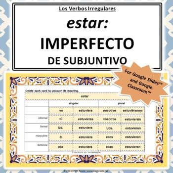 Estar (Subjunctive Imperfect) Conjugation | Spanish Irregular Verbs ...