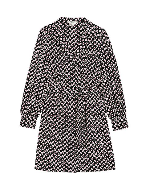 Buy Printed Collared Tie Waist Mini Shirt Dress at Marks & Spencer
