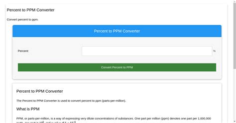 Image result for PPM Conversion Table