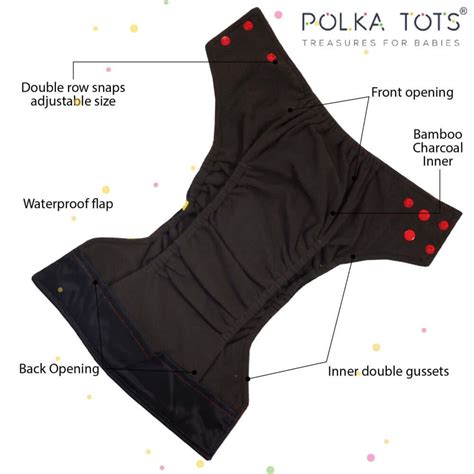 Usage of Charcoal cloth diaper with black bamboo insert Polka Tots