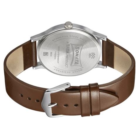 Buy Online Sonata Smart Plaid Quartz Analog Blue Dial Leather Strap ...