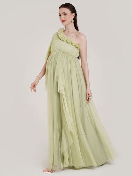 Buy Green Ruffle Maternity Gown