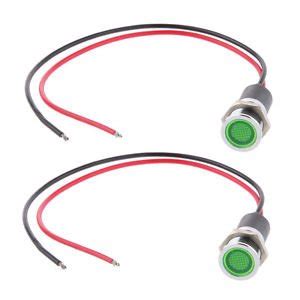 2X 12V 14mm LED Dash Panel Indicator Warning Light Lamp Car Boat Green ...