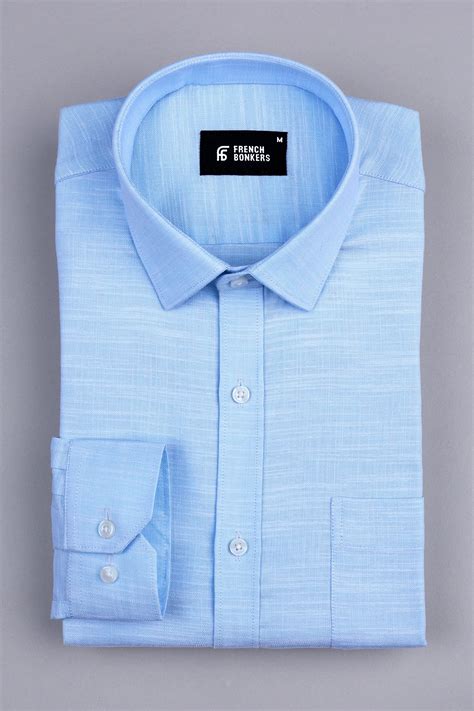 Light blue with white ruff lines solid shirt – Hamercop