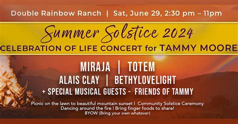 Summer Solstice 2024 CELEBRATION OF LIFE CONCERT for TAMMY MOORE, The ...
