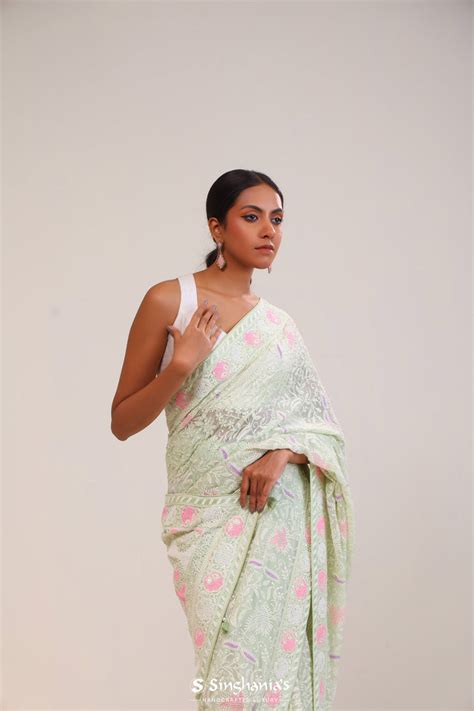 Buy Pure Georgette Silk Sarees Online | Singhania's