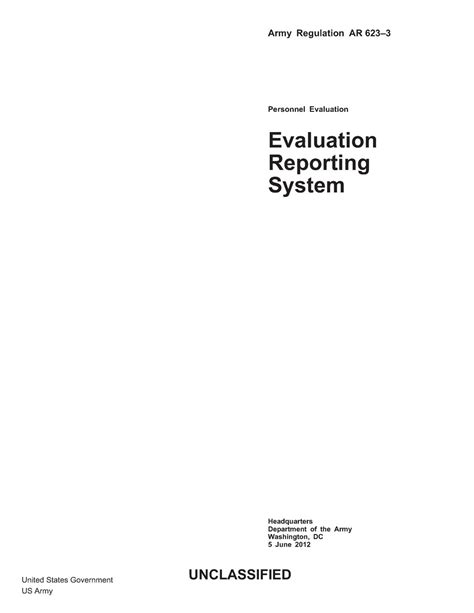 Army Regulation AR 623-3 Personnel Evaluation - Evaluation Reporting ...