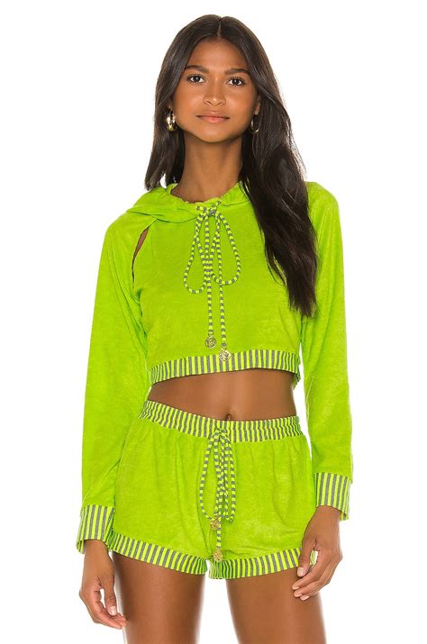 Luli Fama Cut Out Cropped Hoodie in Neon Yellow | REVOLVE