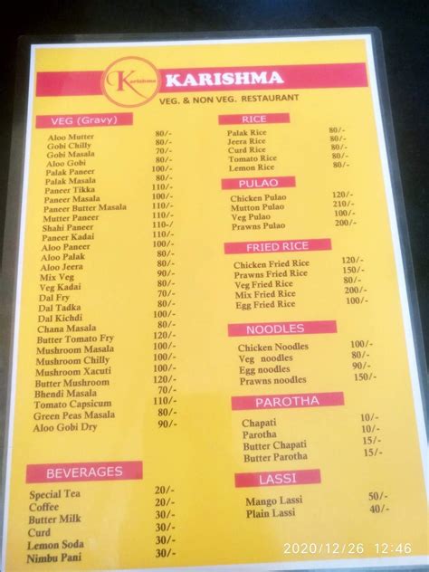 Menu at Karishma Restaurant Veg n non veg (halal restaurant), Majorda