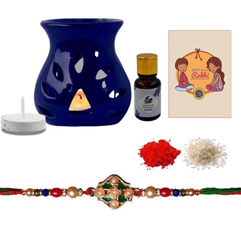 EXPLEASIA Rakhi for Your Brothers with Ceramic Aroma Diffuser Burner ...