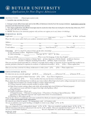 Fillable Online butler Download and fill out the Graduate Non-Degree ...