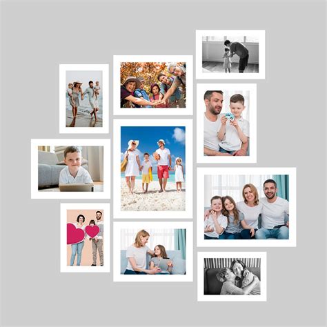 Memory Wall Collage Photo Frame - Set of 10 Photo Frames for 4 Photos ...