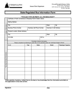 Fillable Online juneau State Bus Form - The City and Borough of Juneau ...