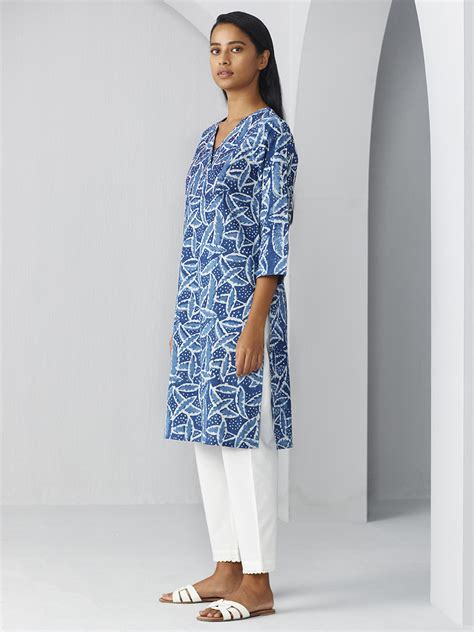 Buy Indigo Batik Printed Kurta | Ladies Kurta Online : Ancestry
