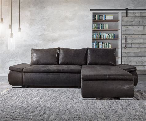 INLENDISH Greatford lshape Suede Black 4 Seater Sofa Bed (LHS) : Amazon ...