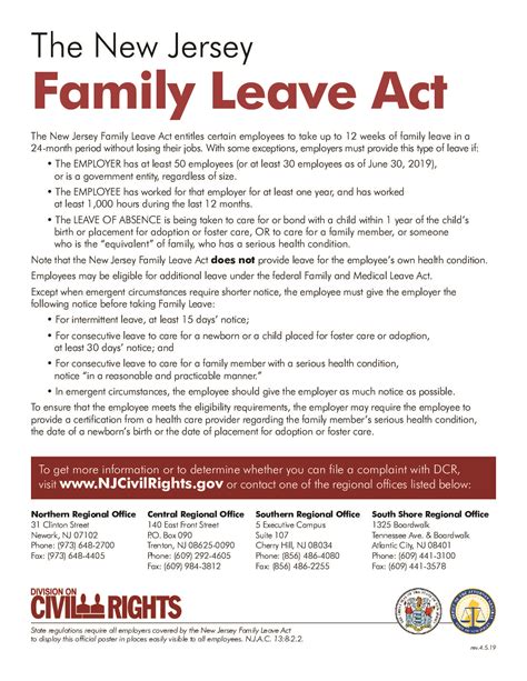 Free New Jersey Family Leave Poster Labor Law Poster 2021