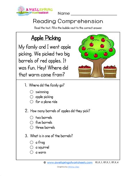 K 5 Reading Comprehension Worksheets - Reading Worksheet Printable