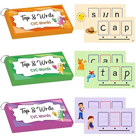 Buy 126 Cards Tap and Write CVC Words Flash Cards Laminated Tracing ...