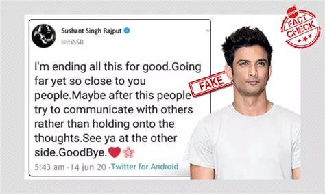 AajTak, India.Com Run Fake Tweets As Sushant Singh Rajput's Last Words ...
