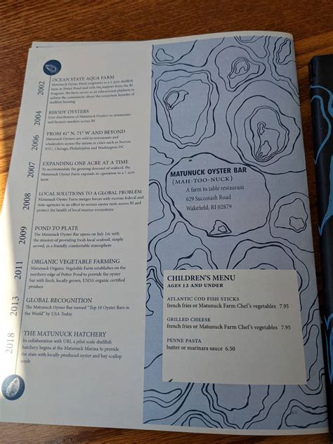 Menu at Matunuck Oyster Bar, South Kingstown, 629 Succotash Rd