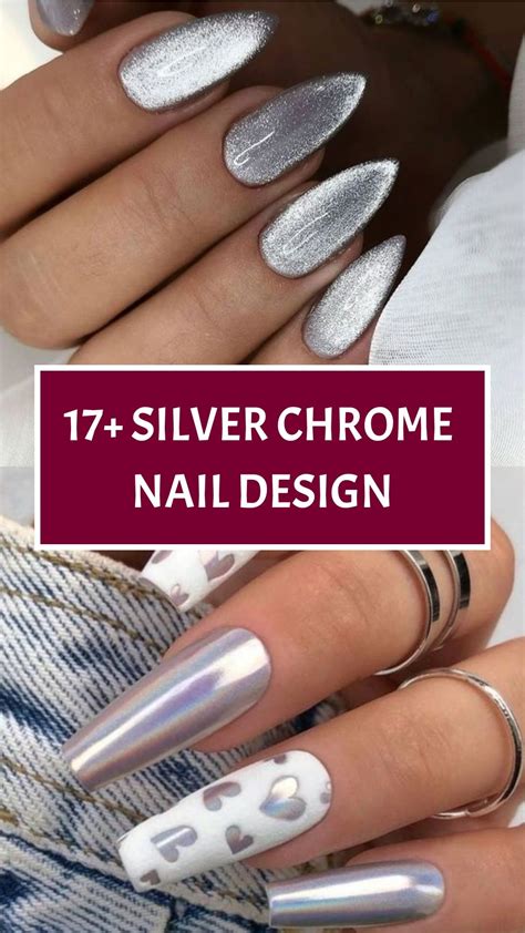 17+ Silver Chrome Nail Design | Chrome nails designs, Grey nail designs ...