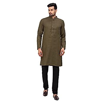 Buy Ethnicity Men Olive Green Solid Straight Kurta at Amazon.in