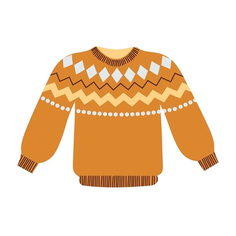 Cute knitted sweater. Hand drawn flat cartoon vector isolated ...