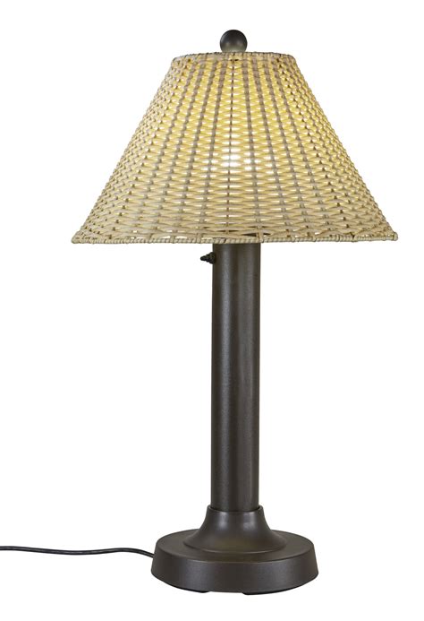 Tahiti - 34" Portable Weatherproof Wicker Patio Lamp | Outdoor Electric ...