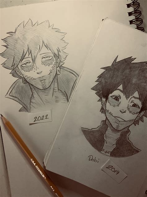 I redrew an old sketch I did of Dabi in 2019 : r/drawing