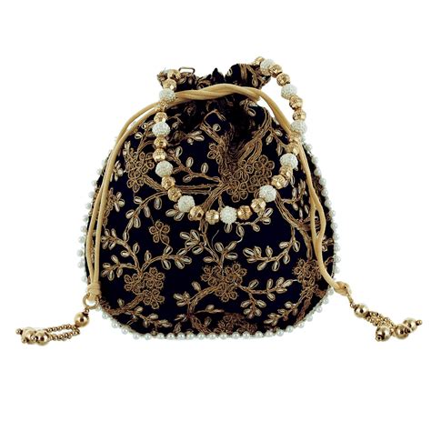 Kuber Industries Embroidery Drawstring Potli|Hand Purse with Gold ...