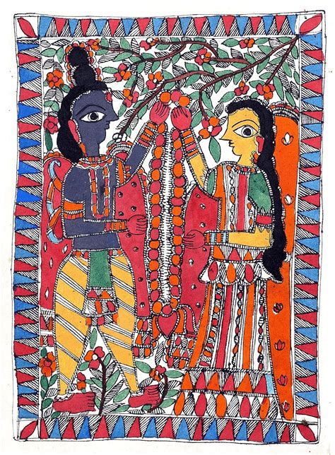 Buy Madhubani Mithila Paintings Handmade Paper Jaimaal Painting (28 cm ...